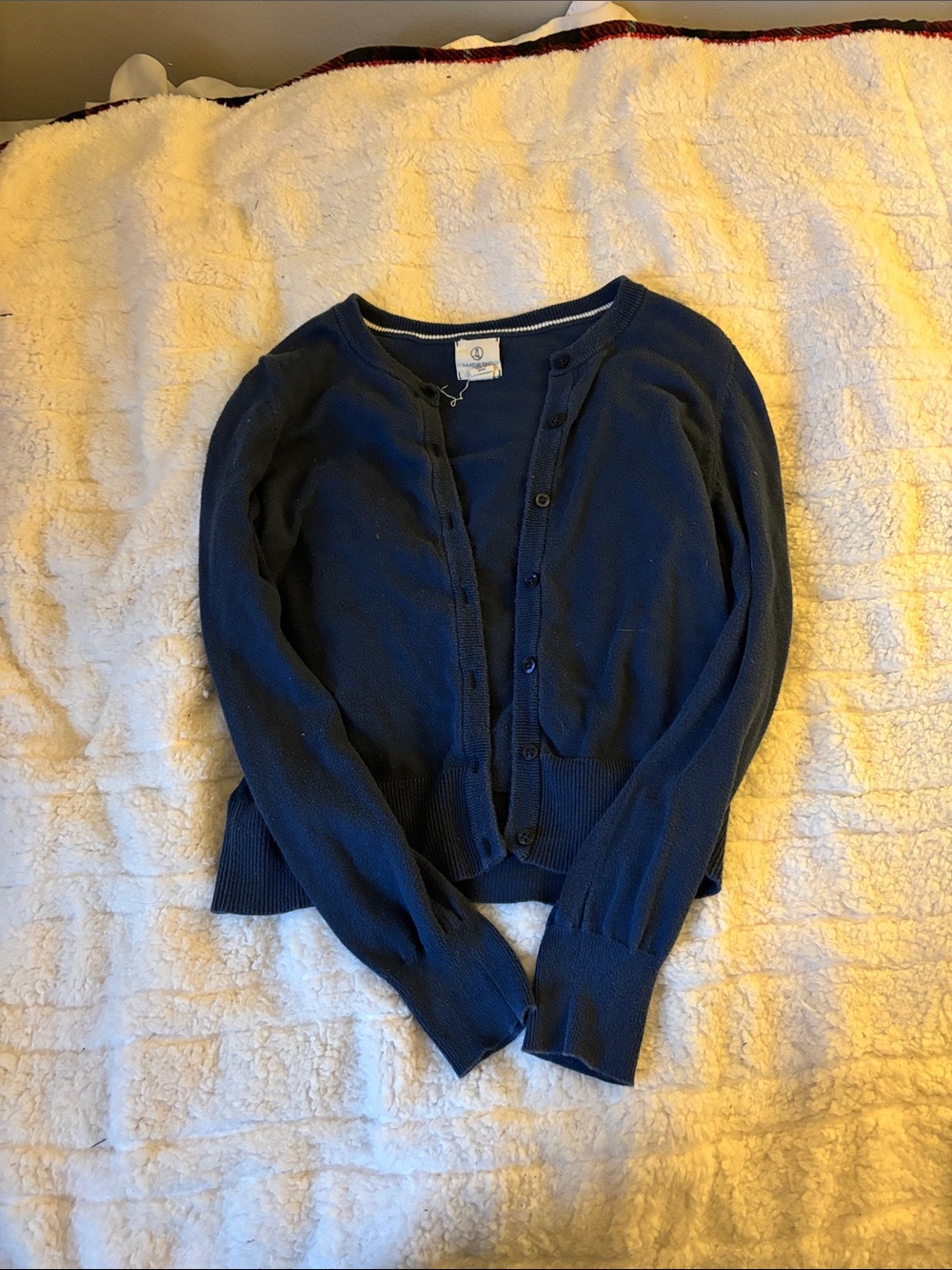 Lands' End Navy Girls' Button-Front Cardigan